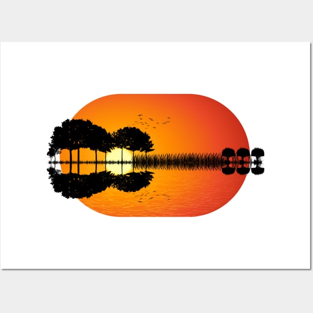 guitar island sunset Wall Art by psychoshadow